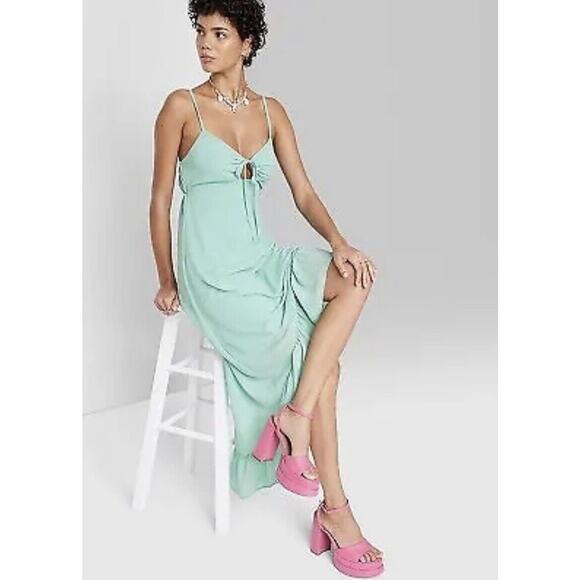 Women's Sleeveless High-Low Hem Chiffon Dress - Wild Fable Aqua Green XS NWT - Picture 1 of 2